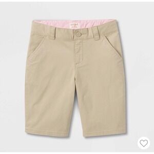 Cat & Jack Girls Khaki School Uniform Shorts Adjustable Waist Size 8 NWT